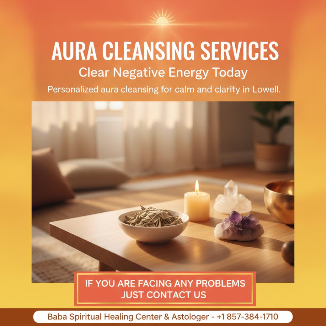 Aura cleansing tools with crystals and sage in Lowell, MA calm room