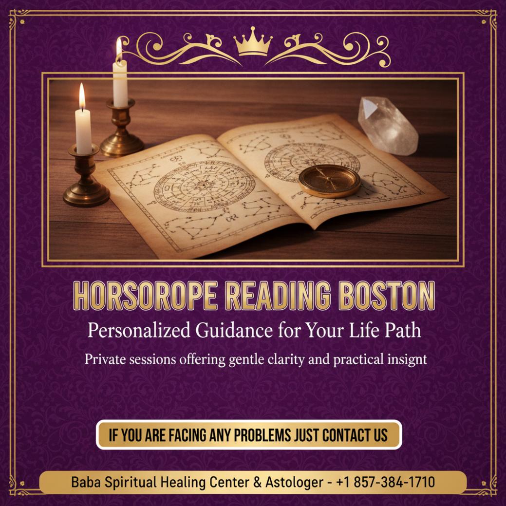 Horoscope reading session setup with candles and crystals in Boston