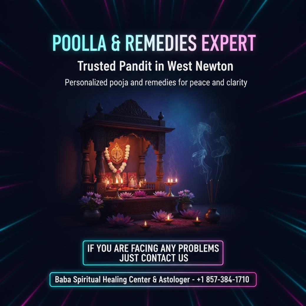 peaceful pooja setup with lamps and sacred items in West Newton