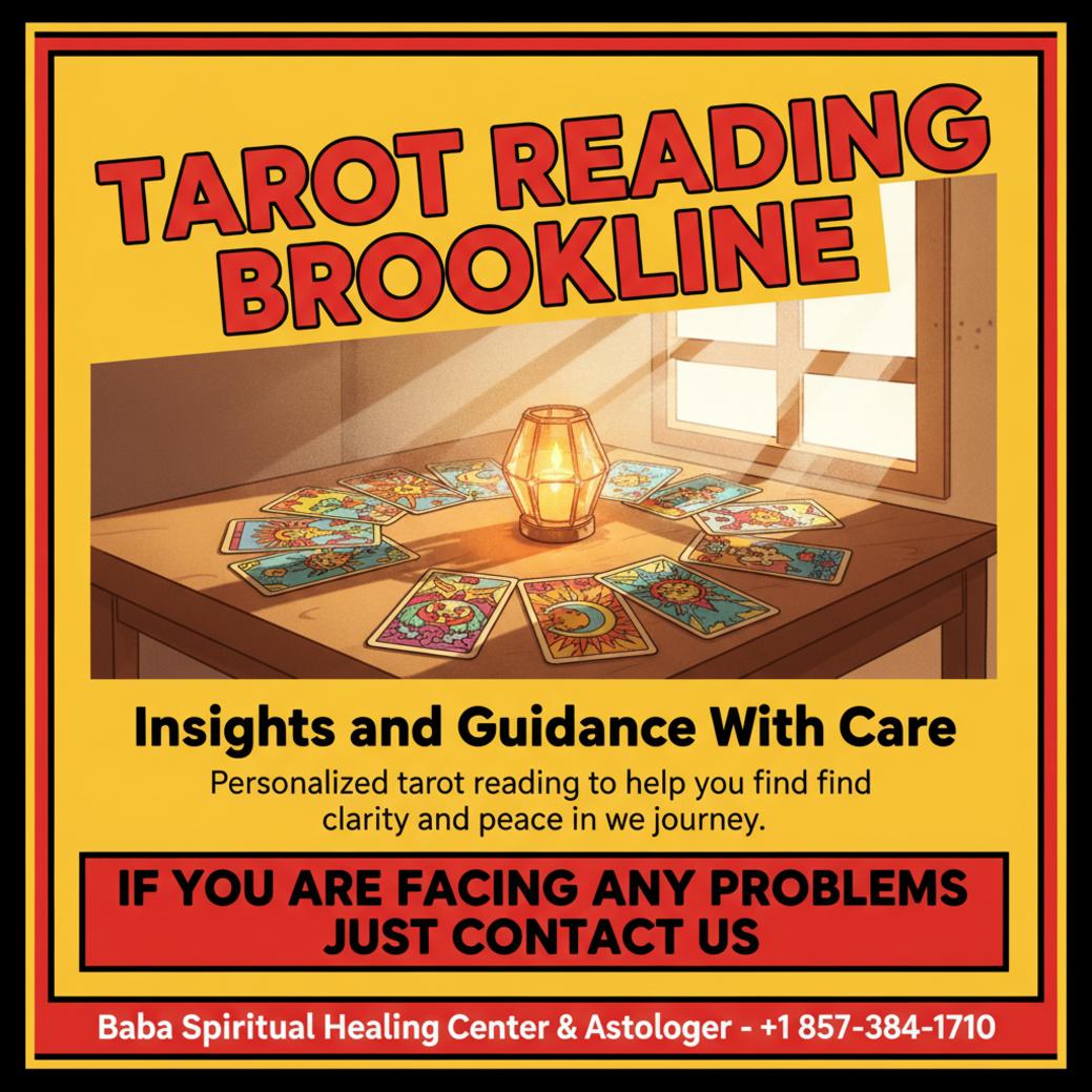 tarot reading cards spread on wooden table in Brookline MA