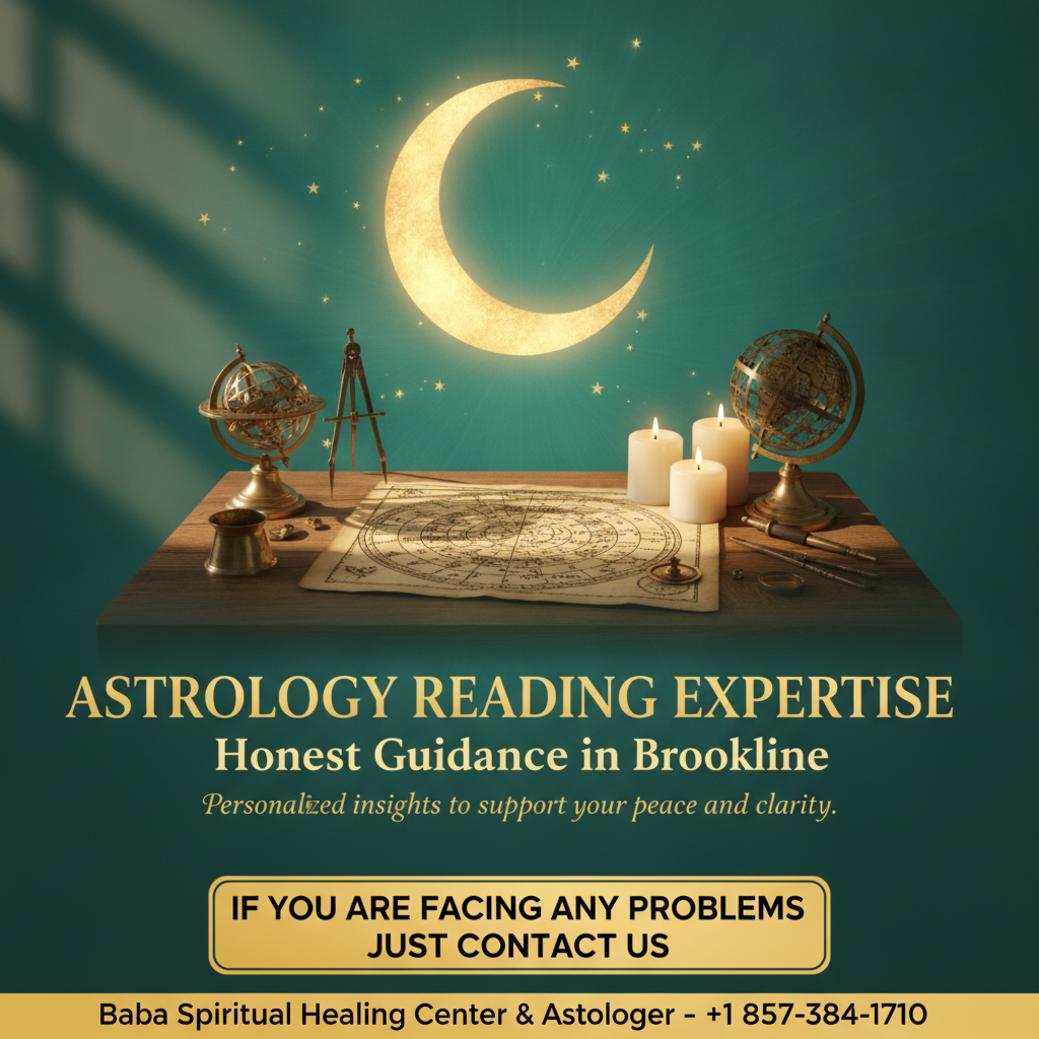 Vedic astrology reading setup on wooden table in Brookline, MA