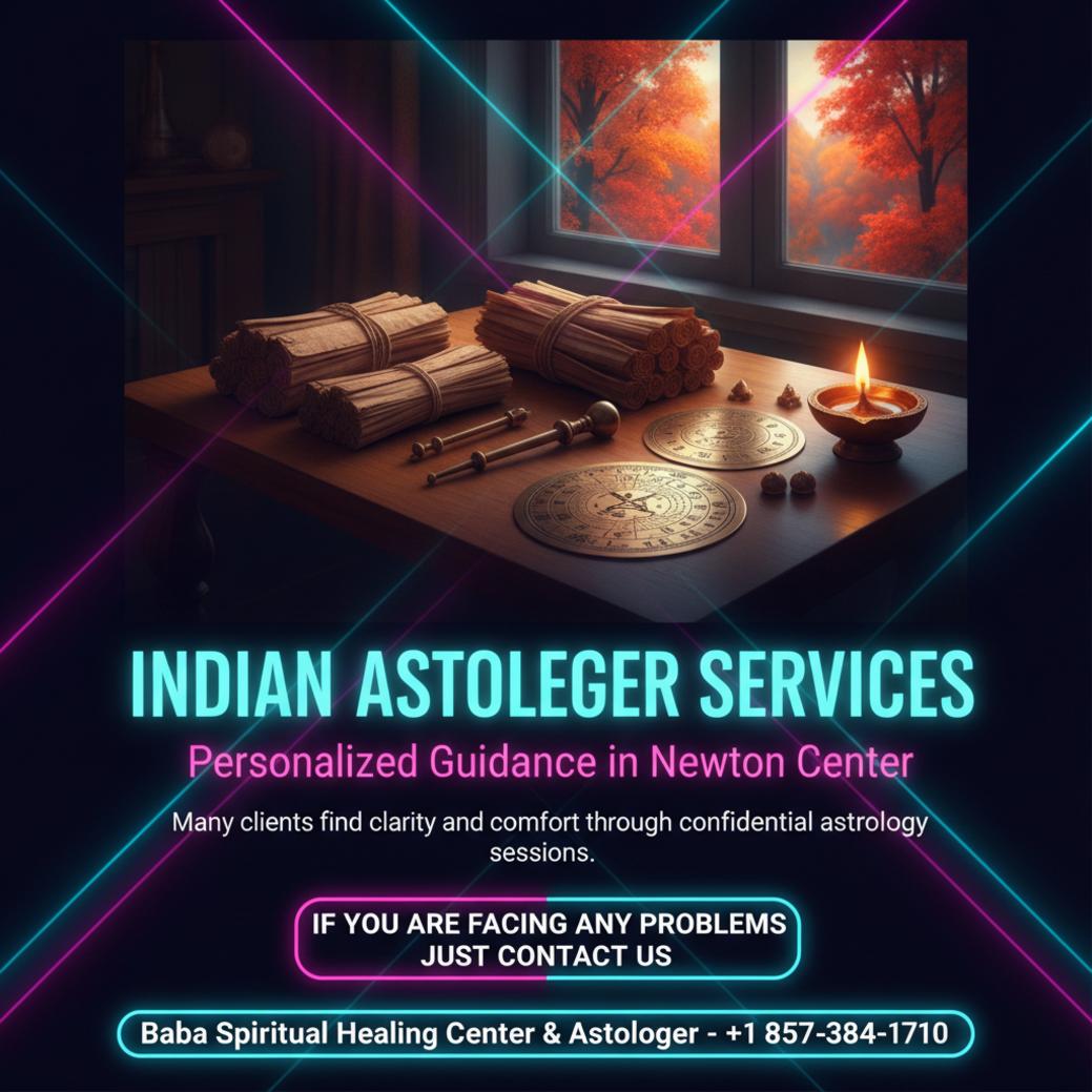 Indian astrologer traditional tools on wooden table in Newton Center