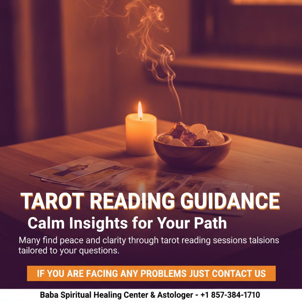 tarot reading setup with cards and candle in Boston, MA room